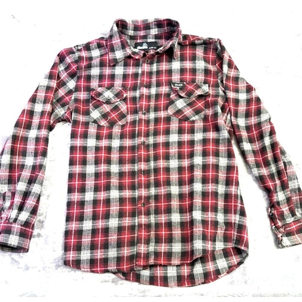 Molokai Red Black Plaid Flannel Shirt Men's Size M
